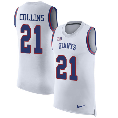 Nike Giants #21 Landon Collins White Men's Stitched NFL Limited Rush Tank Top Jersey - Click Image to Close